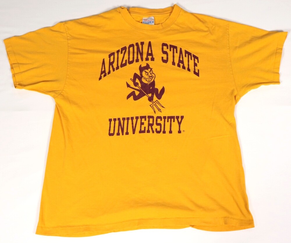 Vintage Hanes Beefy-T Arizona State Mens Made in USA T-Shirt Gold XL